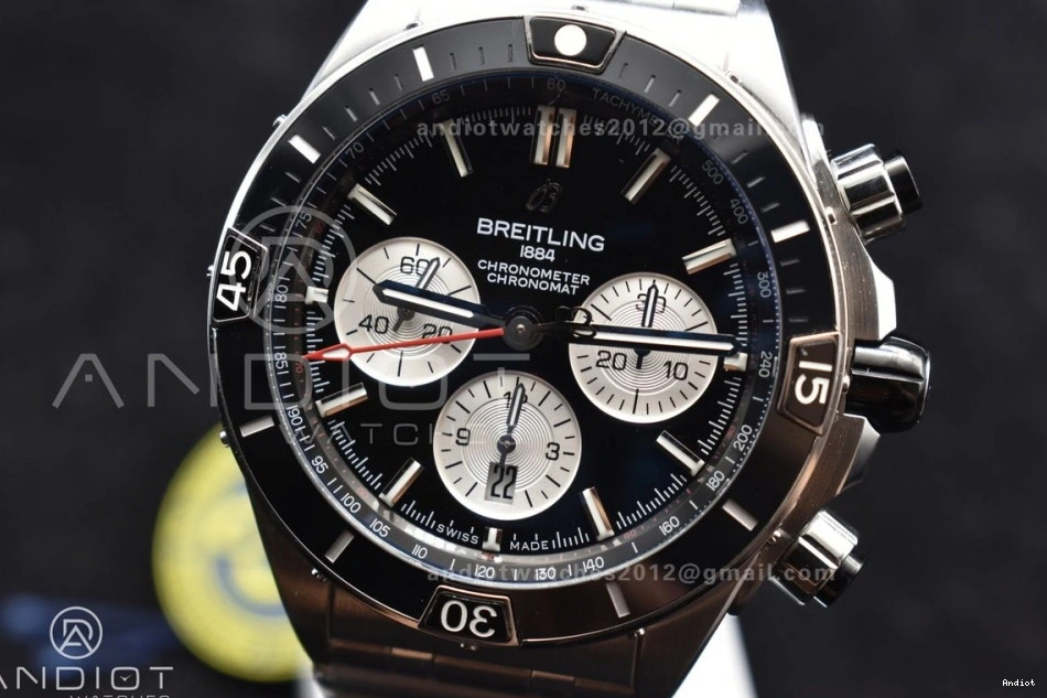 Black A7750 on SS 1:1 Chronomat Dial 44mm Edition BLSF Best B01 SS Bracelet 1105